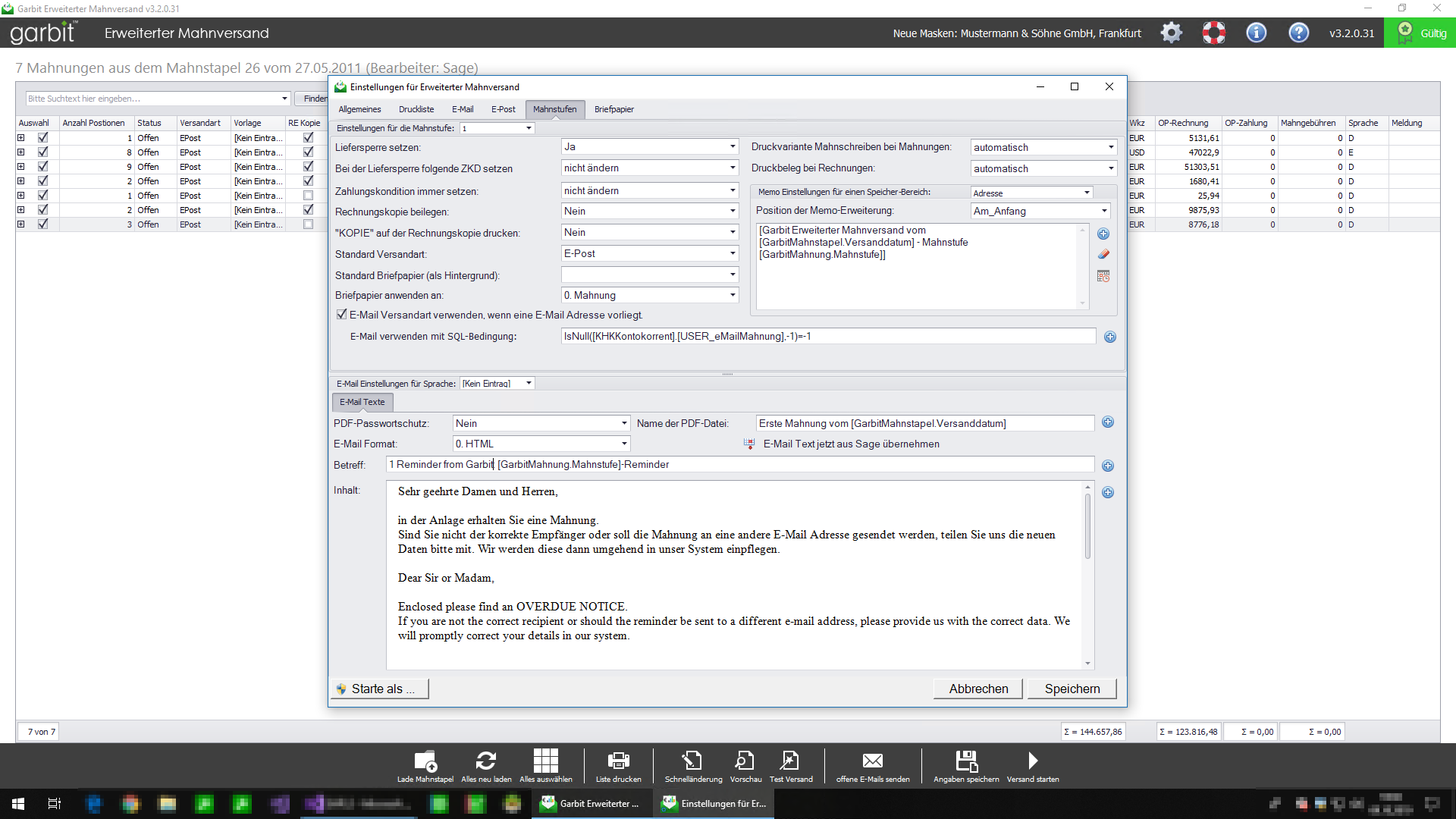 Garbit Erweiterter Mahnversand