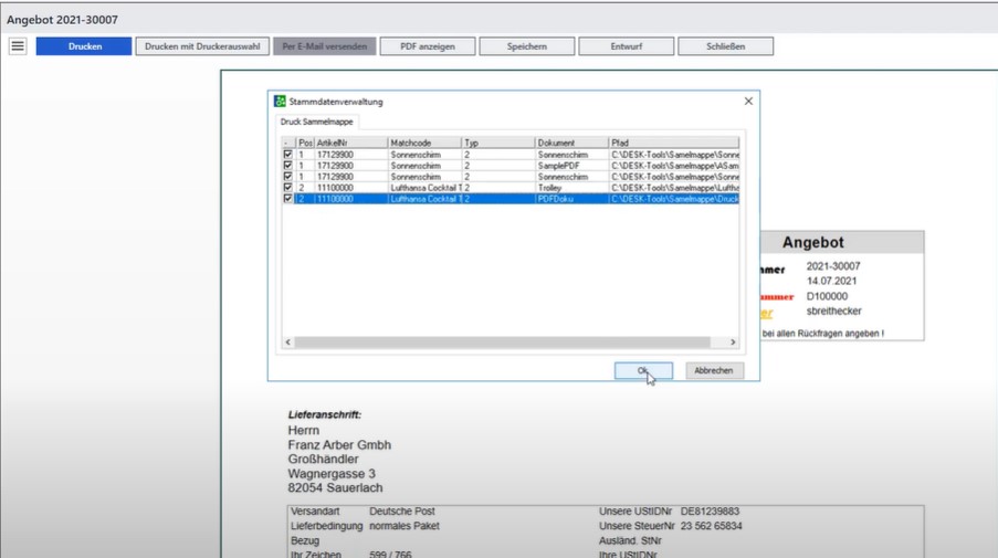 Sage 100 Sammelmappen Anlagen