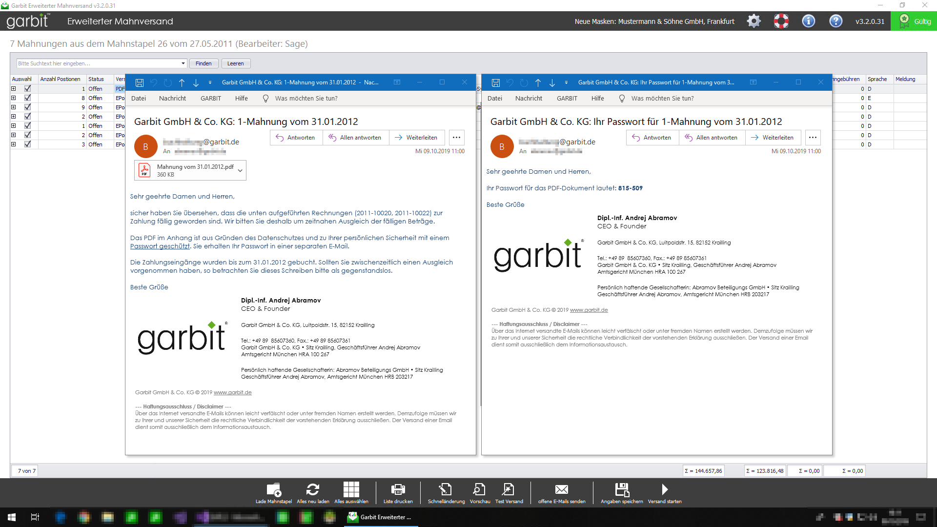 Garbit Erweiterter Mahnversand