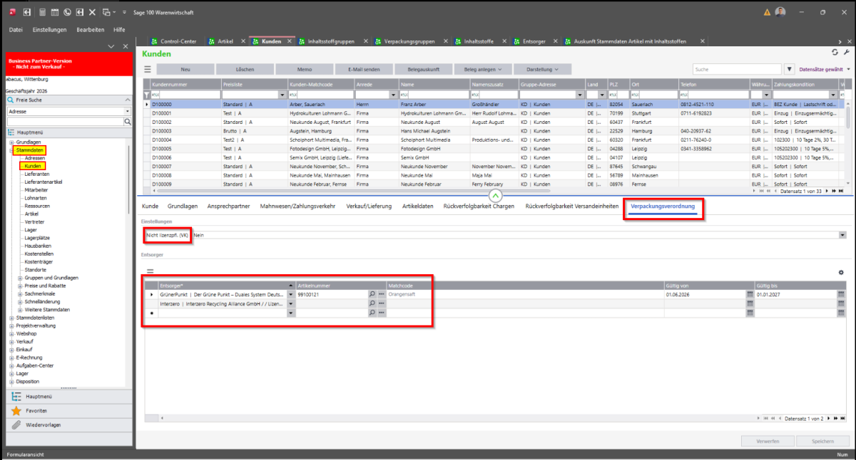 Sage 100 Verpackungsmonitor