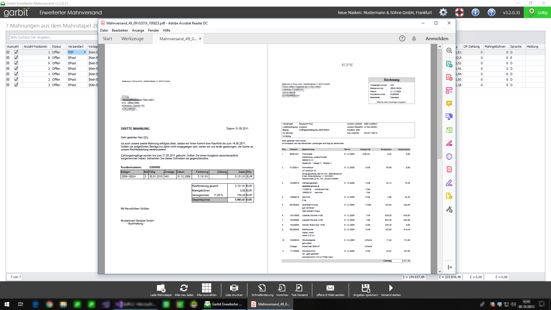 Garbit Erweiterter Mahnversand