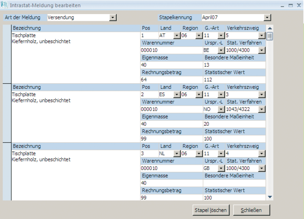 Intrastat Meldung